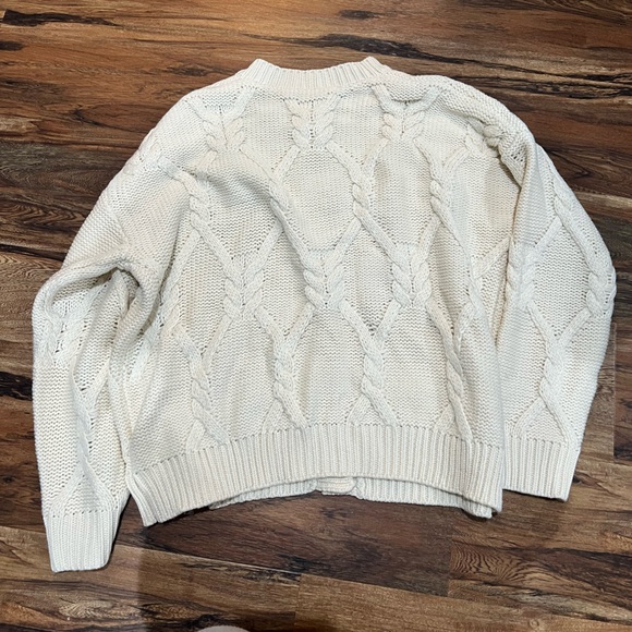 Cider Cream Cable Knit Cardigan with Multicolor Heart Appliqués - Picture 4 of 4